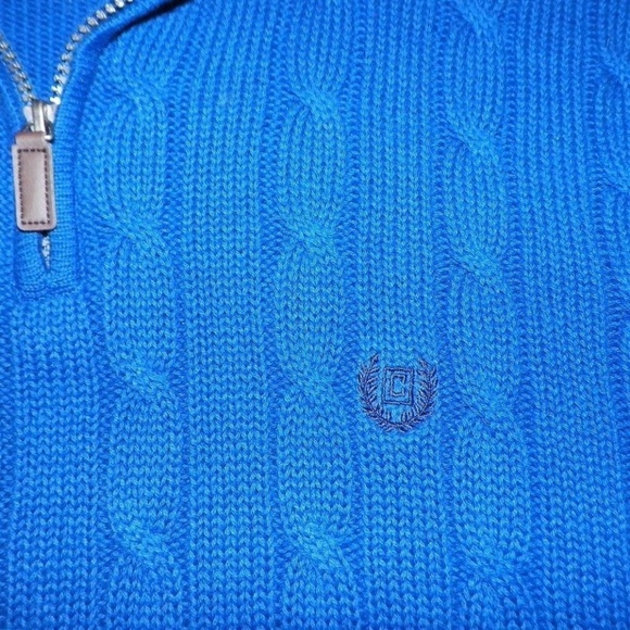 Men's L Chaps Ralph Lauren Blue Cable Knit Sweater - Picture 3 of 8